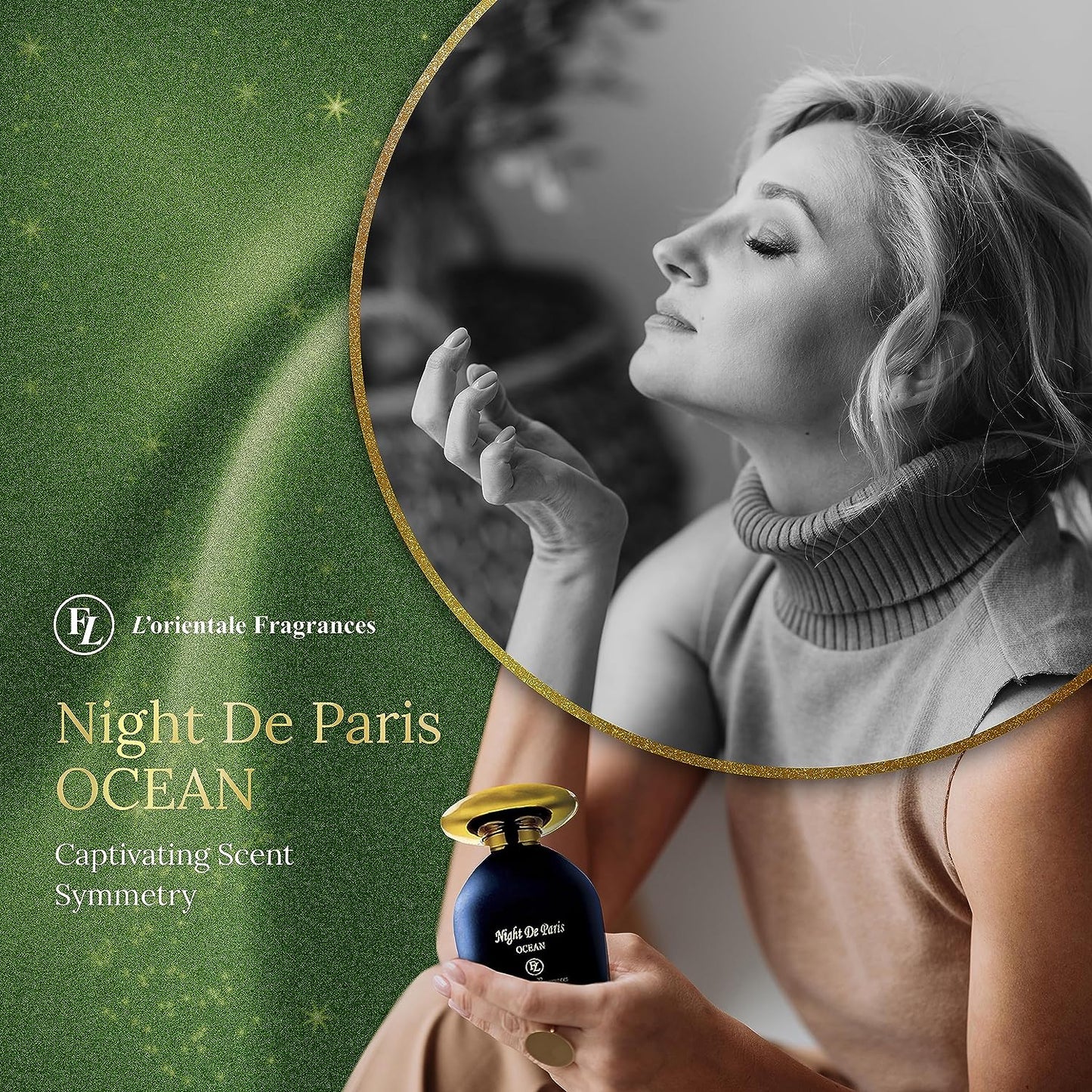 L'ORIENTALE FRAGRANCES Night De Paris Ocean 100ml / 3.3oz - Oil-Based Perfumes for Women & Men, Unisex Aromatic Aquatic Eau de Parfum w/Bergamot - Long-Lasting Up to 24 Hours, Ideal for All Seasons
