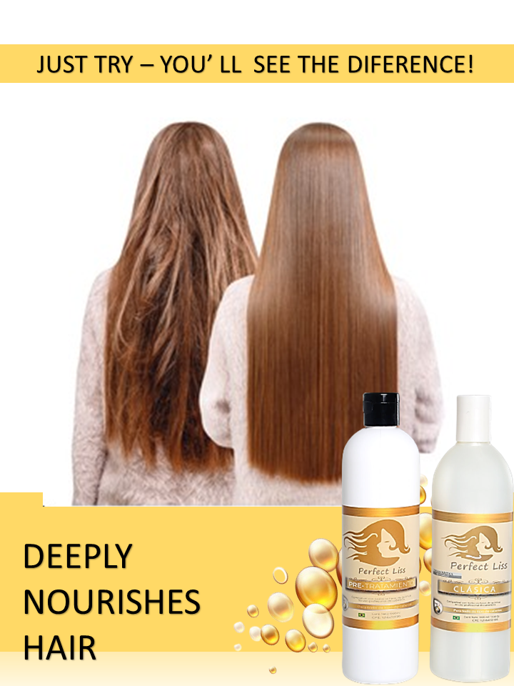 PERFECT LISS CLASSIC - Keratin Hair Treatment Smoothing System with Deep Cleansing Shampoo, Anti-Volume. Damaged hair care. (16 fl. oz.)